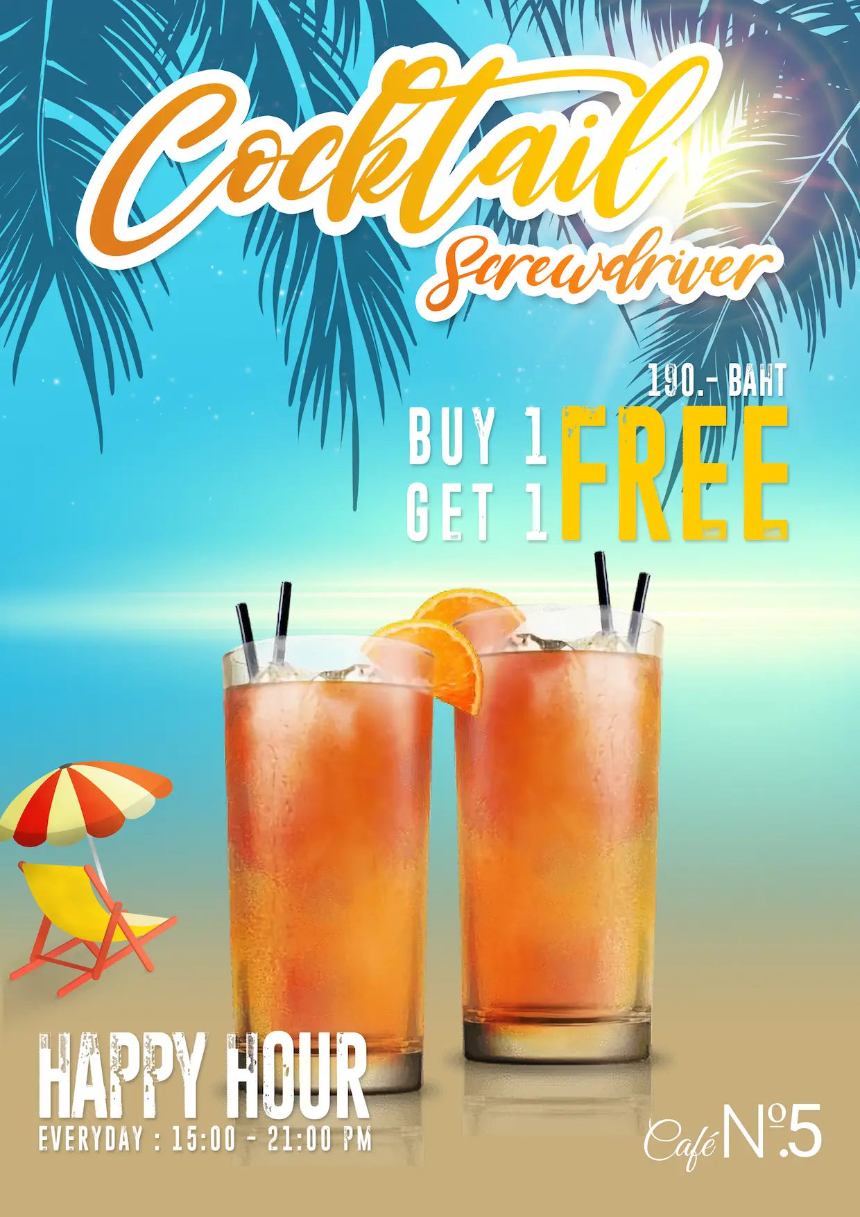Screwdriver Cocktail Promotion Buy 1 Get 1 Free